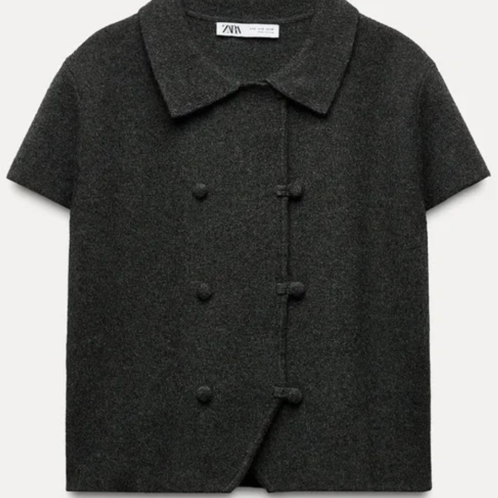 Zara Basic Knit Double Breasted Short-Sleeve Swea… - image 1